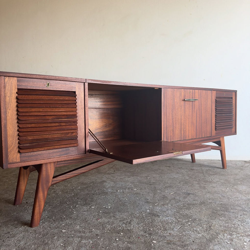 Thumbnail: Mid-century sapele sideboard with slatted doors
