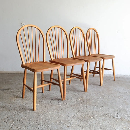 4 x Mid Century bow back windsor dining room chairs Klassiek