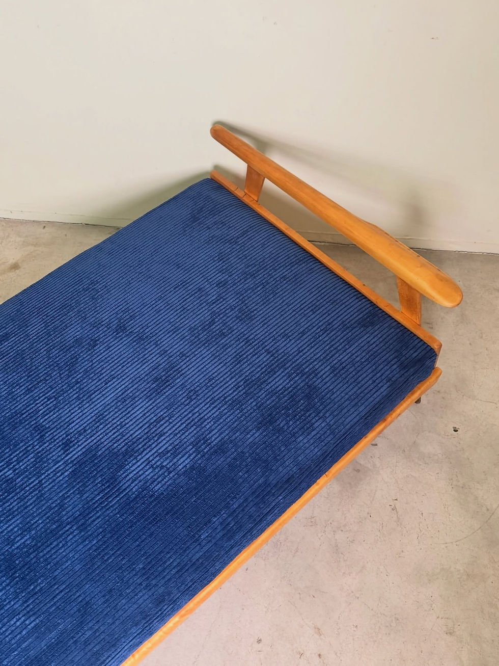Thumbnail: Mid-century low day bed with sleek side rails and slim tapered legs