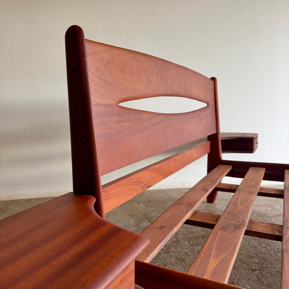Thumbnail: Mid-Century Danish double bed with floating bedside tables