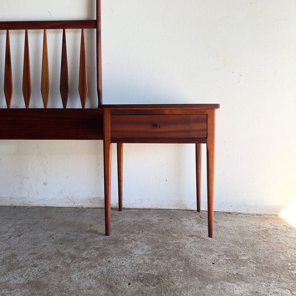 Thumbnail: Mid-century queen size headboard with bedside tables