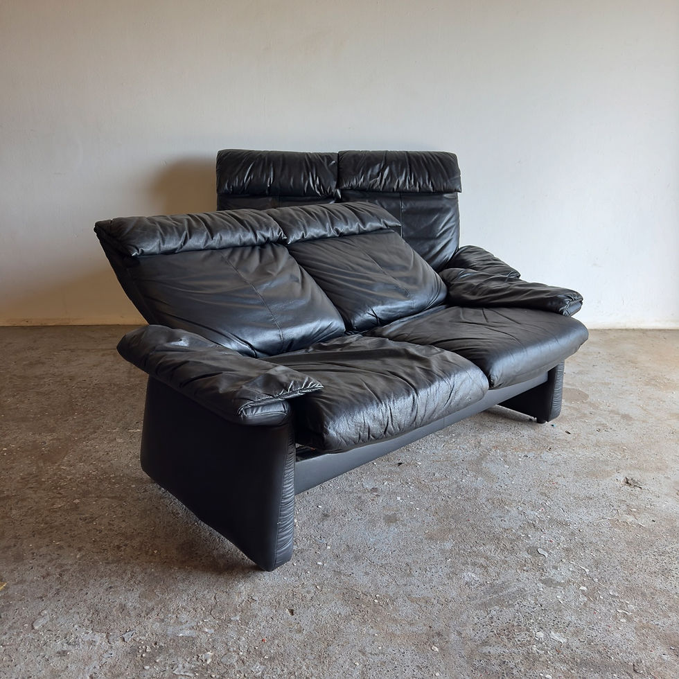 2 x Vintage German Erpo Lugano genuine leather reclining two seater couch