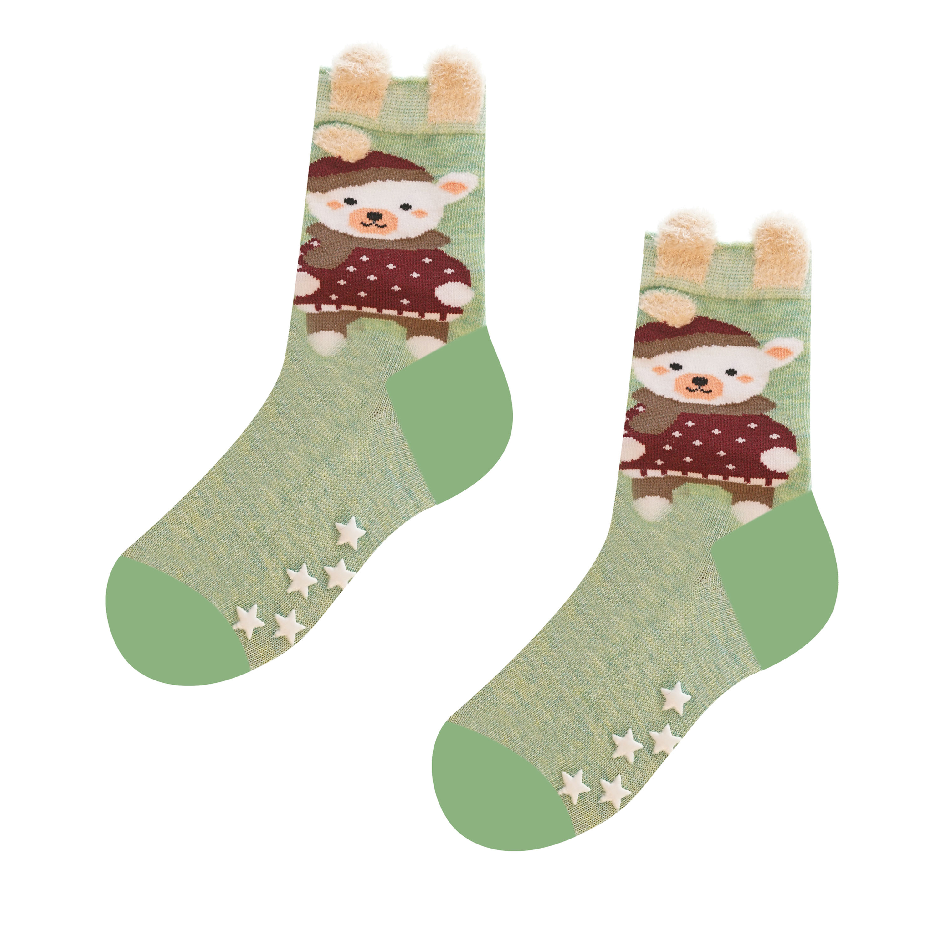 Papi´s ponožky Zimný chlpáčik zelený