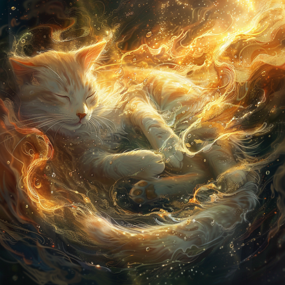 integration of feline features into fantastical landscapes