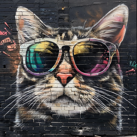 graffiti cat wearing sunglasses