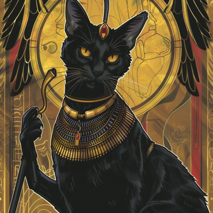 Bastet, the goddess of home, fertility, and childbirth, often depicted as a lioness or as a woman with the head of a cat.