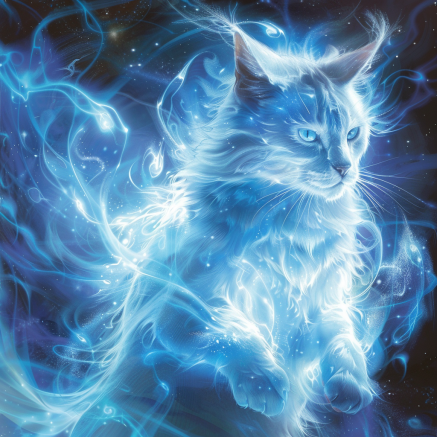 cats with elements of magic—surrounded by ethereal glows