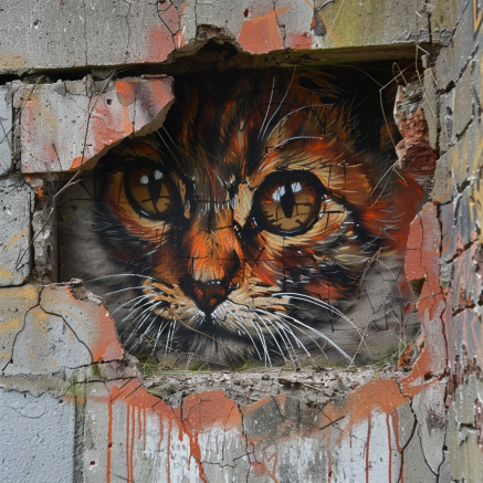 graffiti of cat in corner of the building