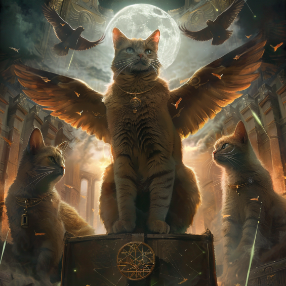 cat with wings  as protectors against evil spirits in various cultures