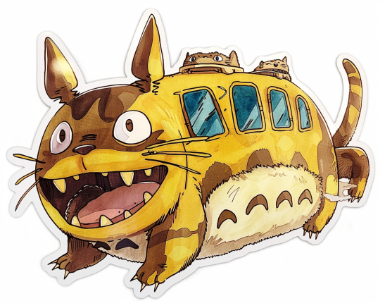 Catbus, a fantastical creature that transports characters through the countryside