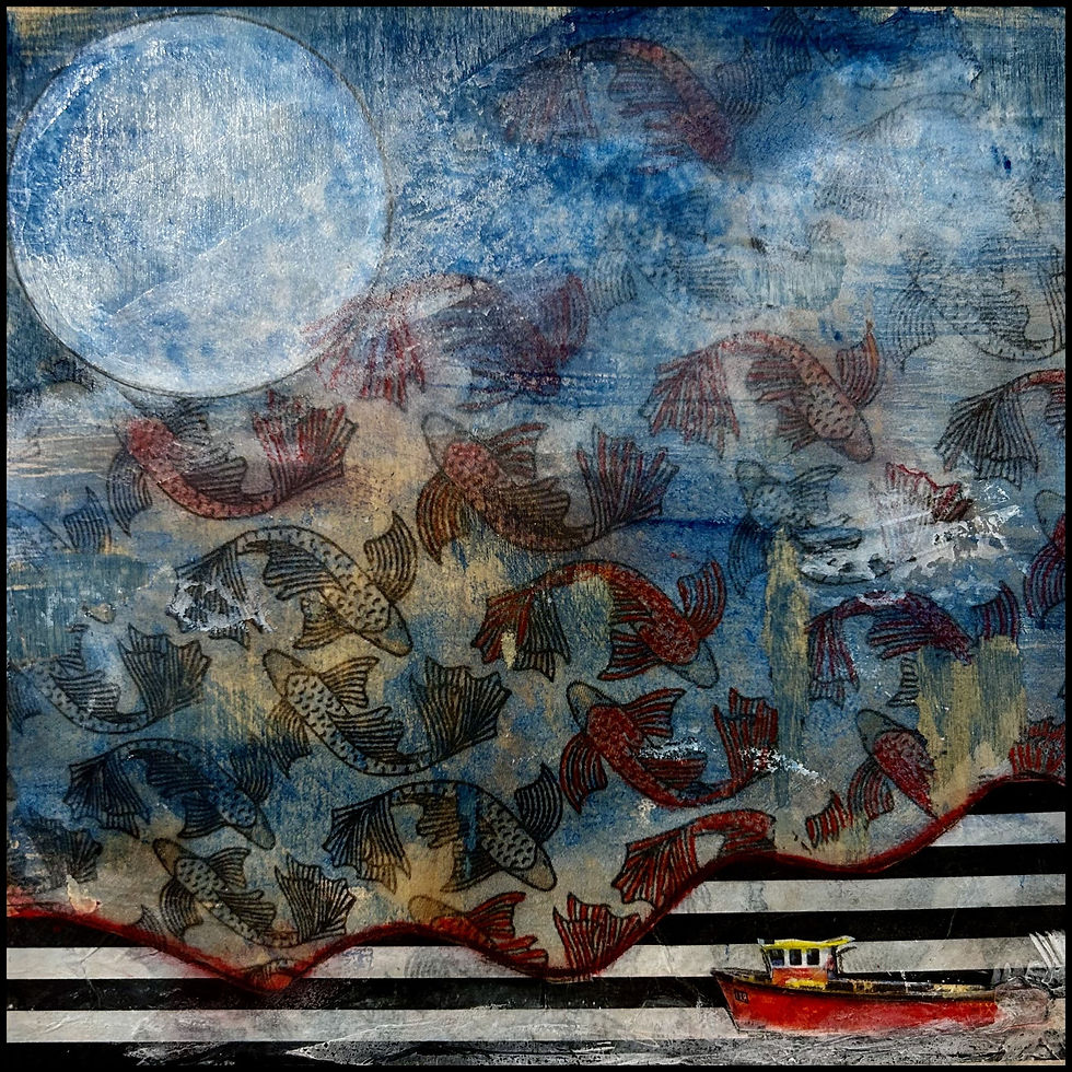 the mariner's dream, 10 x 10 in. mixed media