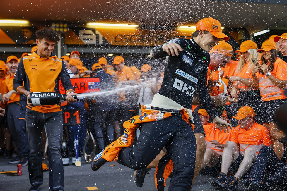 McLaren celebrating Oscar Piastri's win at Baku and leading the Constructors' battle | Credit: Formula One