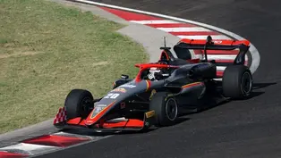 Italian driver Nikita Bedrin driving his GB3 car at the Hungaroring Circuit