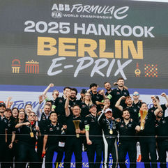 Jaguar TCS racing celebrating Cassidy's win