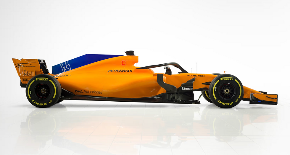 McLaren’s 2018 challenger with a significant lack of sponsors to reflect the team’s circumstances | Credit: Formula One