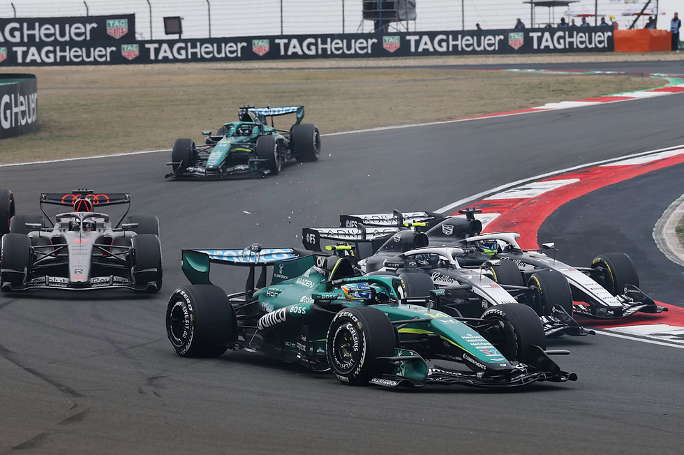 Bottas and Pérez collided on the opening lap in China, but both saw the chequered flag | Credit: Formula One