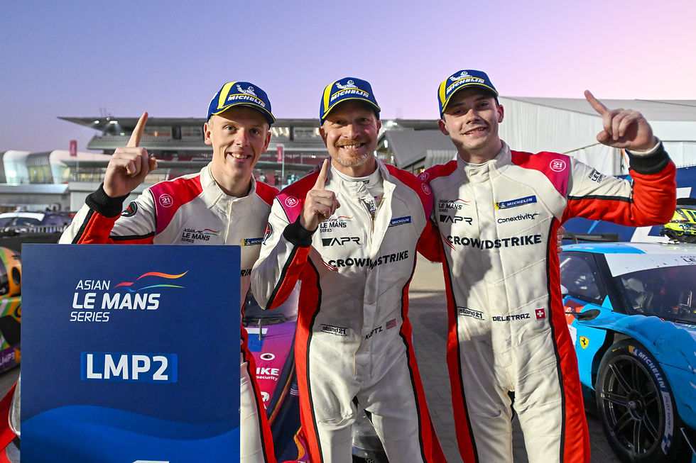The No.4 drivers L-R: Malthe Jakobsen, George Kurtz and Louis Delétraz | Credit: Jakob Ebrey Photography