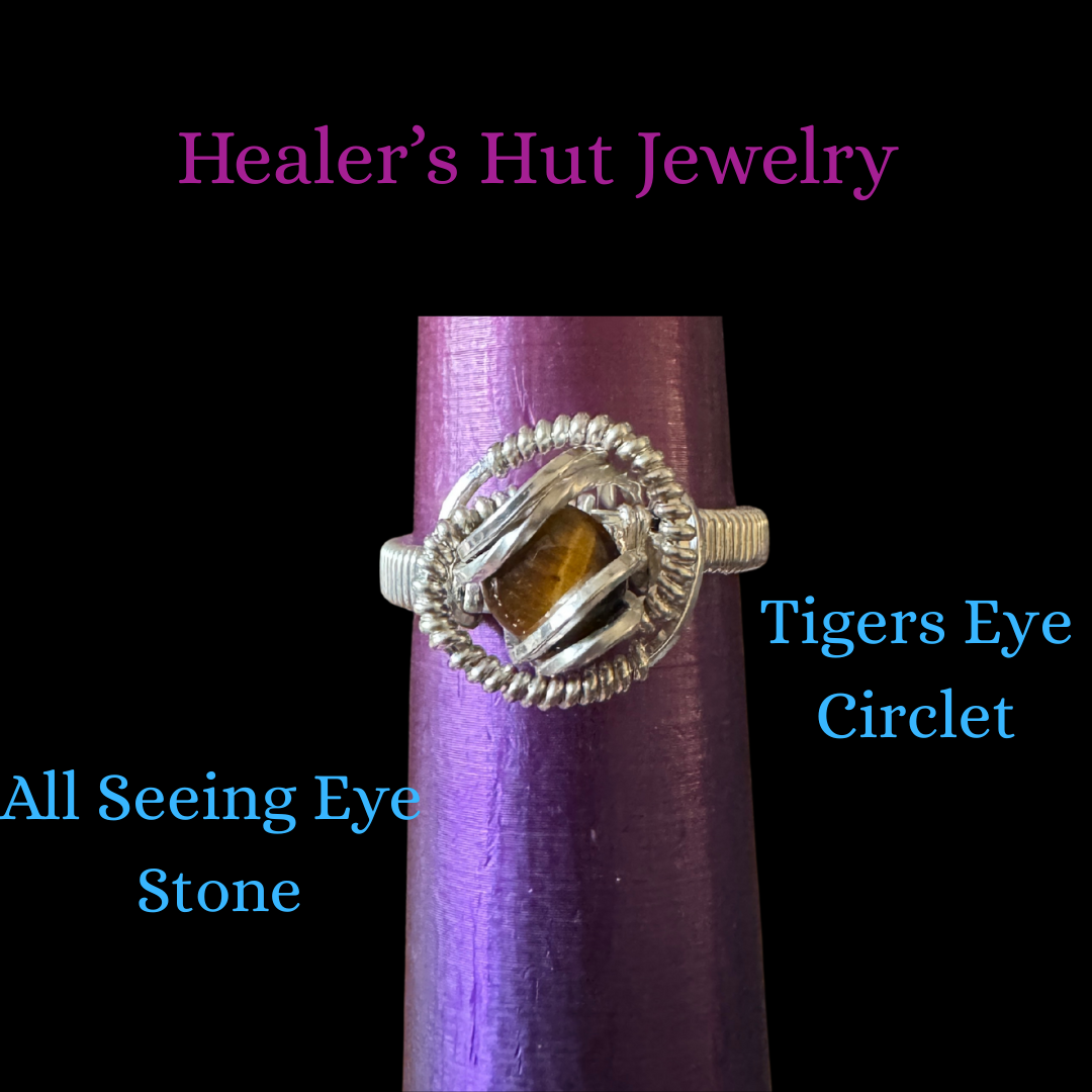Tigers Eye Circle Wire Wrapped Ring