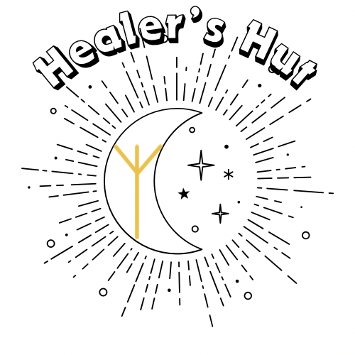 Healer's Hut Logo: Moon with Rune