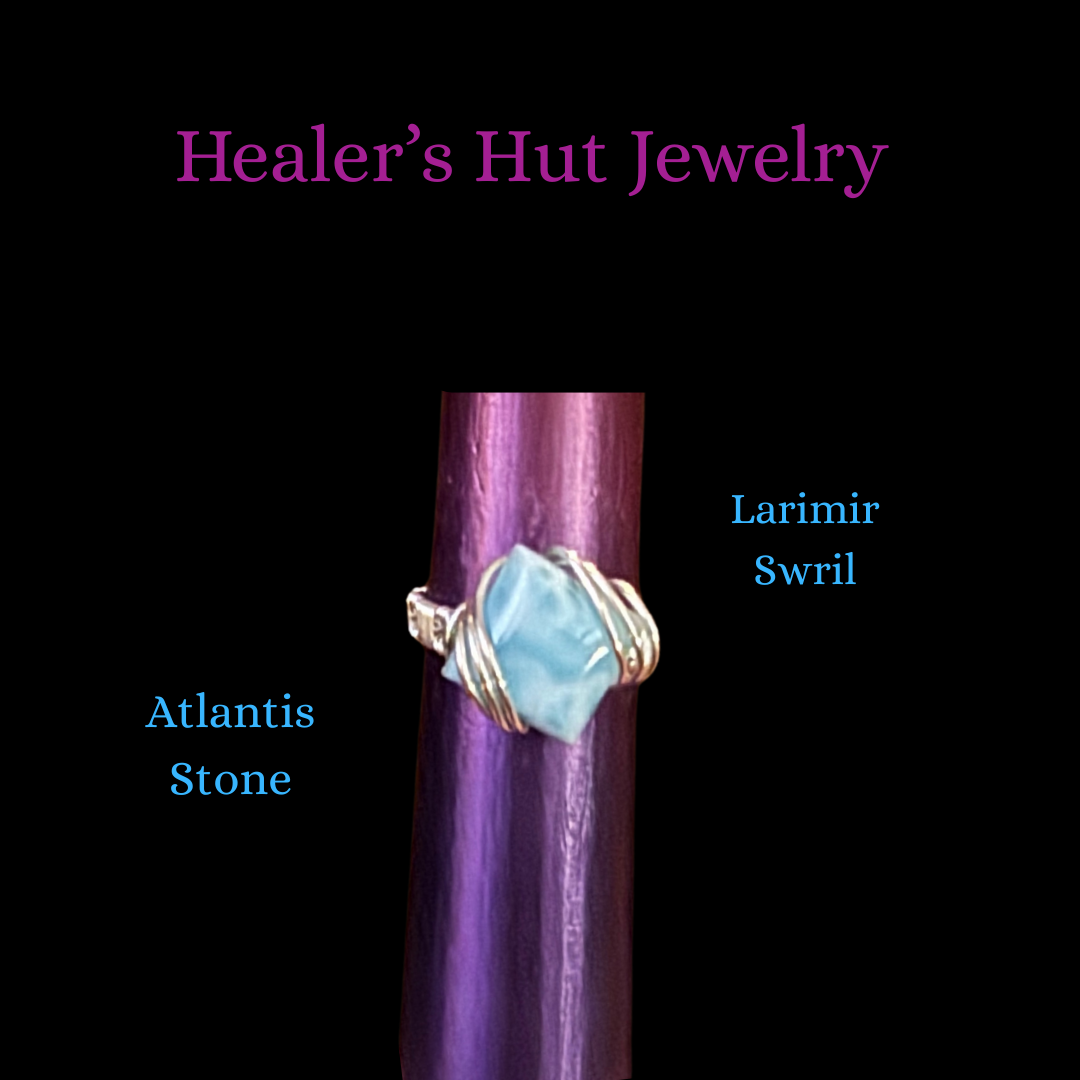 Larimar Swirl Wire Wrapped Silver Ring