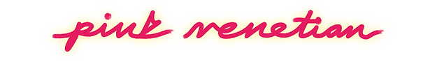 "pink venetian," the title of the Alfomega's debut album, in pink cursive handwritting