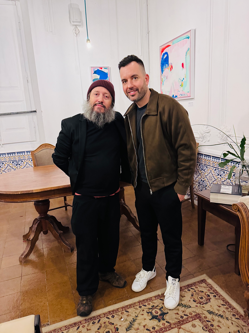 Nero com o poeta e declamador Rogério Cão. Olhão, janeiro de 2026.