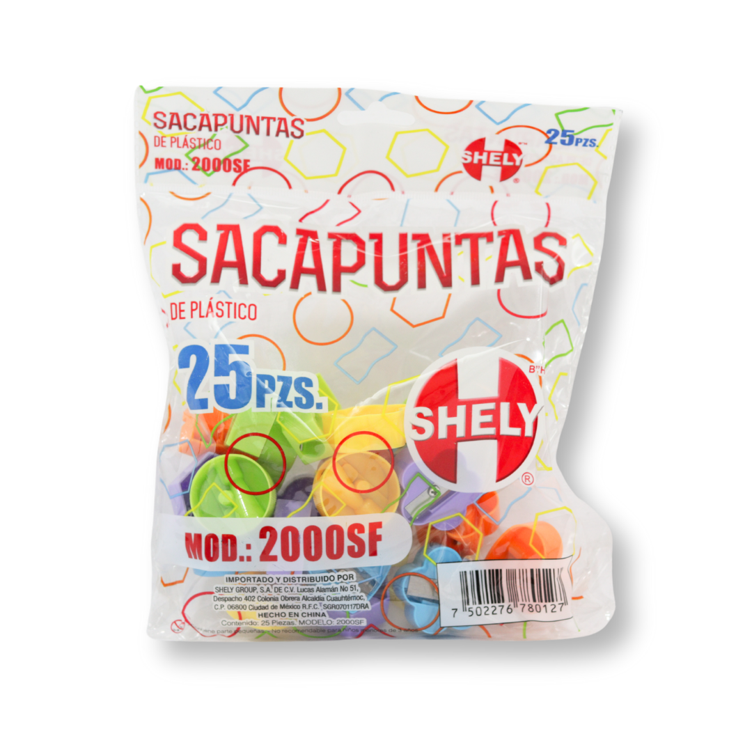 SACAPUNTAS SÓLIDO BOLSA 25 PZS. MOD.:2000SF