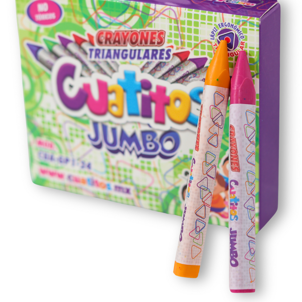 Miniatura: CRAYONES TRIANGULARES CUATITOS JUMBO Mod CUA-GP1-24 24 Piezas Colores