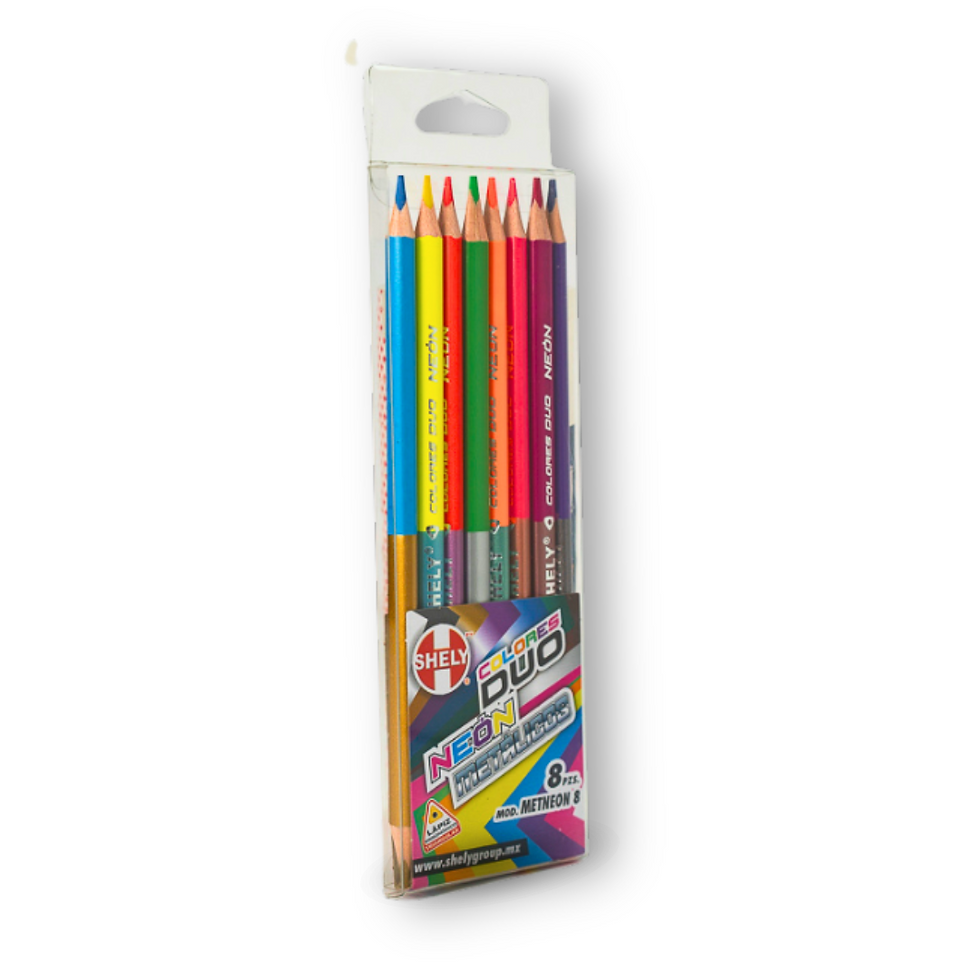 Miniatura: LÁPICES DE COLORES DUO NEON METÁLICOS 8 PZS. MOD.:METNEON 8