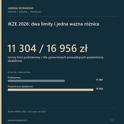 11 304 / 16 956 zł — roczny limit podstawowy / dla uprawnionych prowadzących pozarolniczą działalność