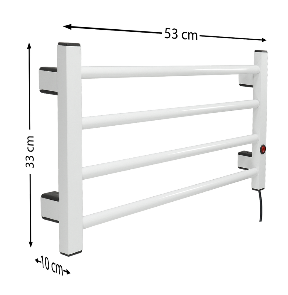 Medidas Toalheiro Térmico Clássico ElectroWood - 4 Barras - Pequeno Branco