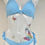 Thumbnail: Keep Em Up bikini in blue with silver diamanté crystals S