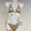 Thumbnail: Gold shimmer bikini with rainbow crystals M