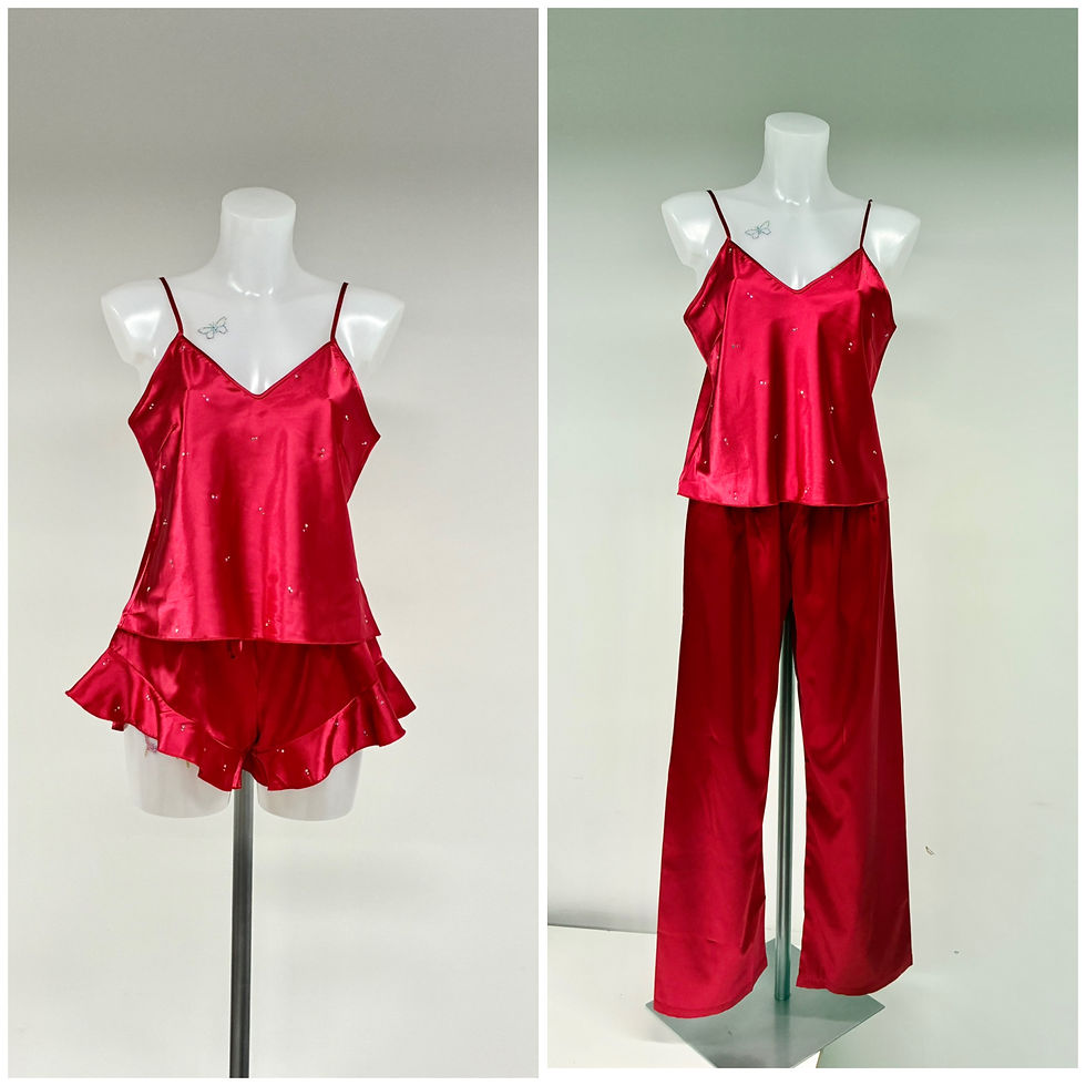 Red 3 Piece Crystal Pyjama Set
