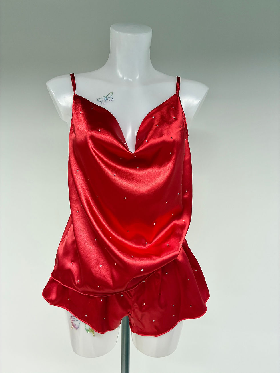 Red Crystal Shiny Pyjama Set