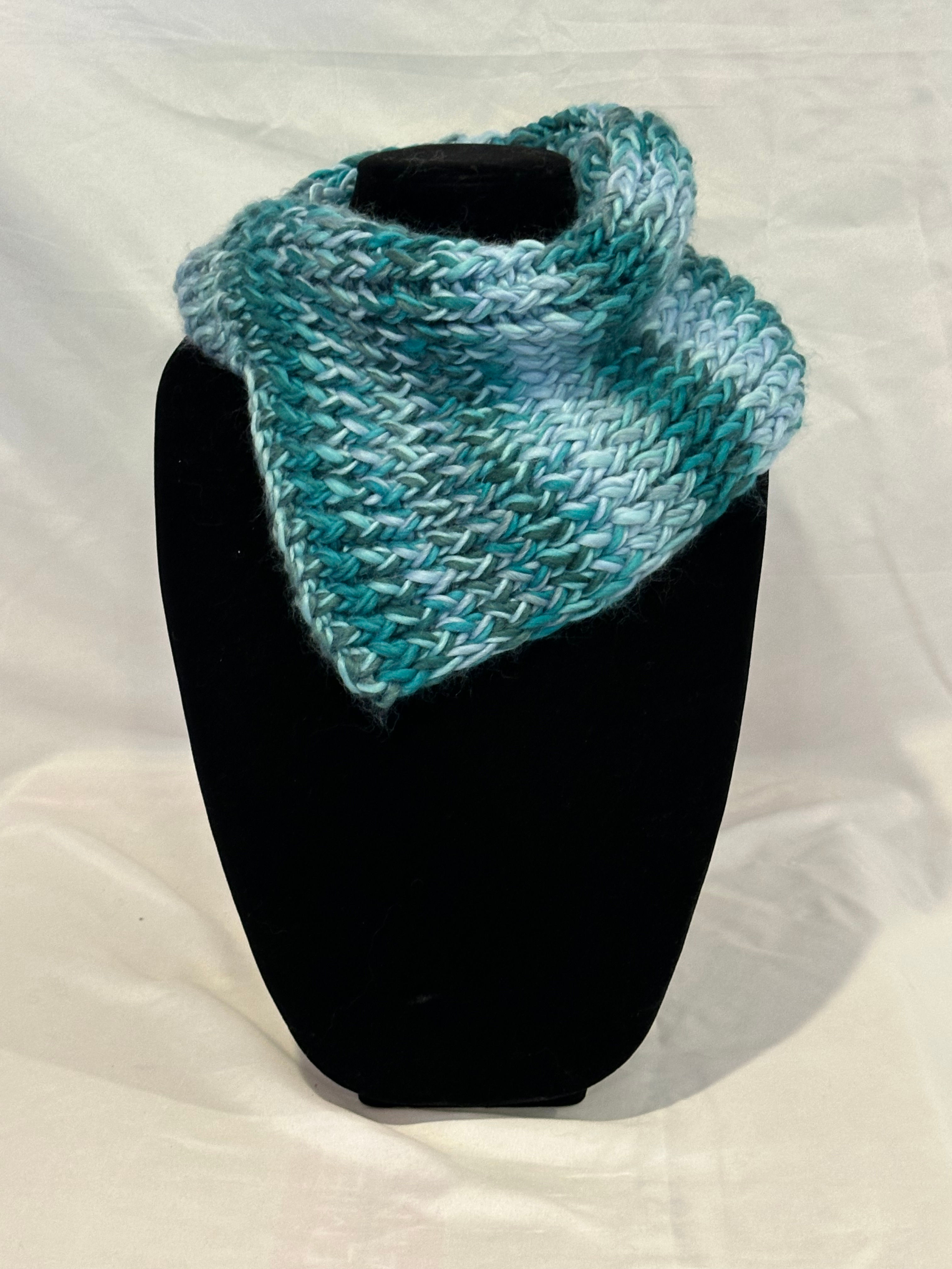 Lapis - Ultra Soft 2 Strand Double Knit Asymmetrical Cowl Scarf