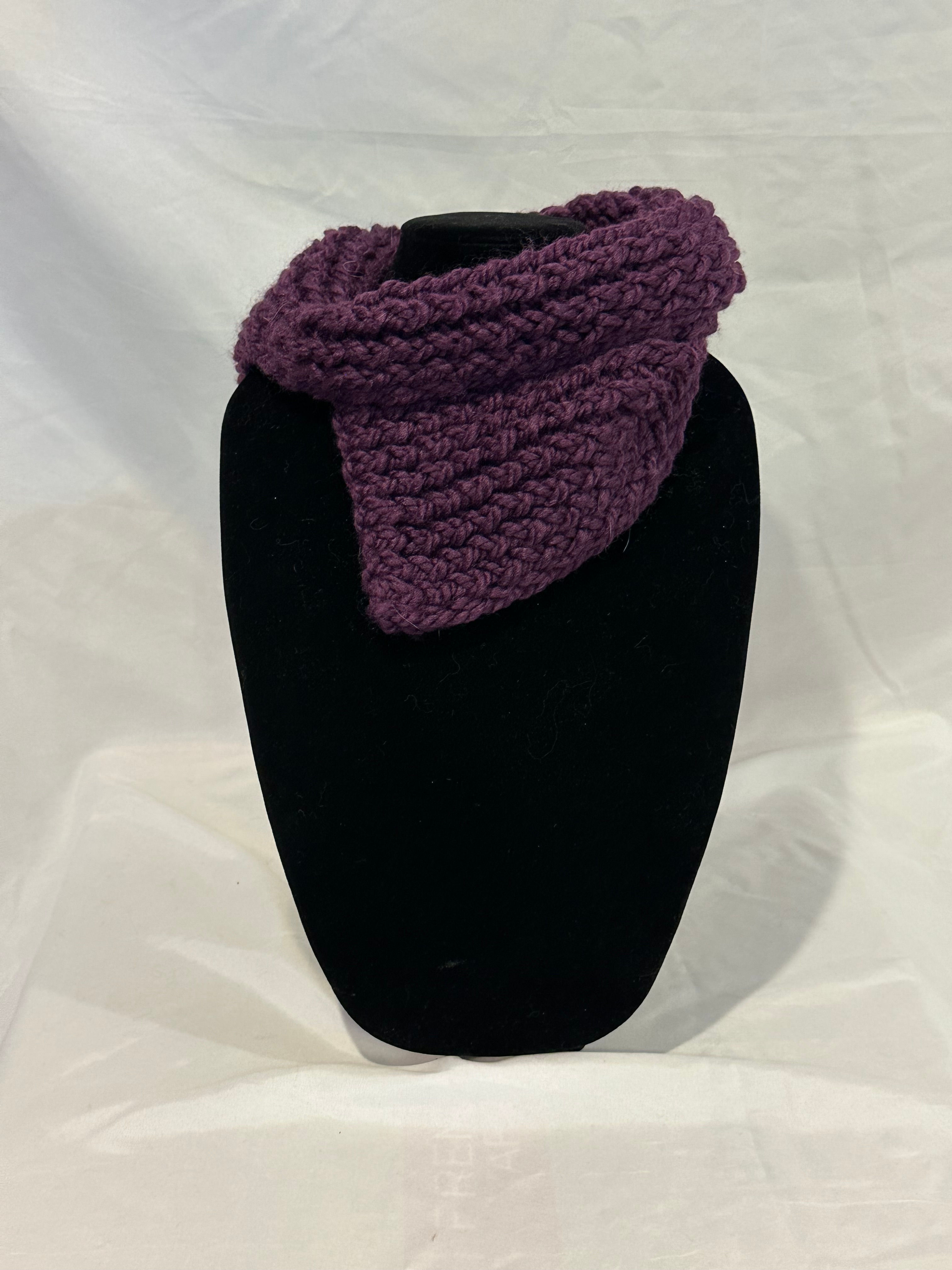 Dark Purple - Chunky Wool Asymmetrical Cowl Scarf