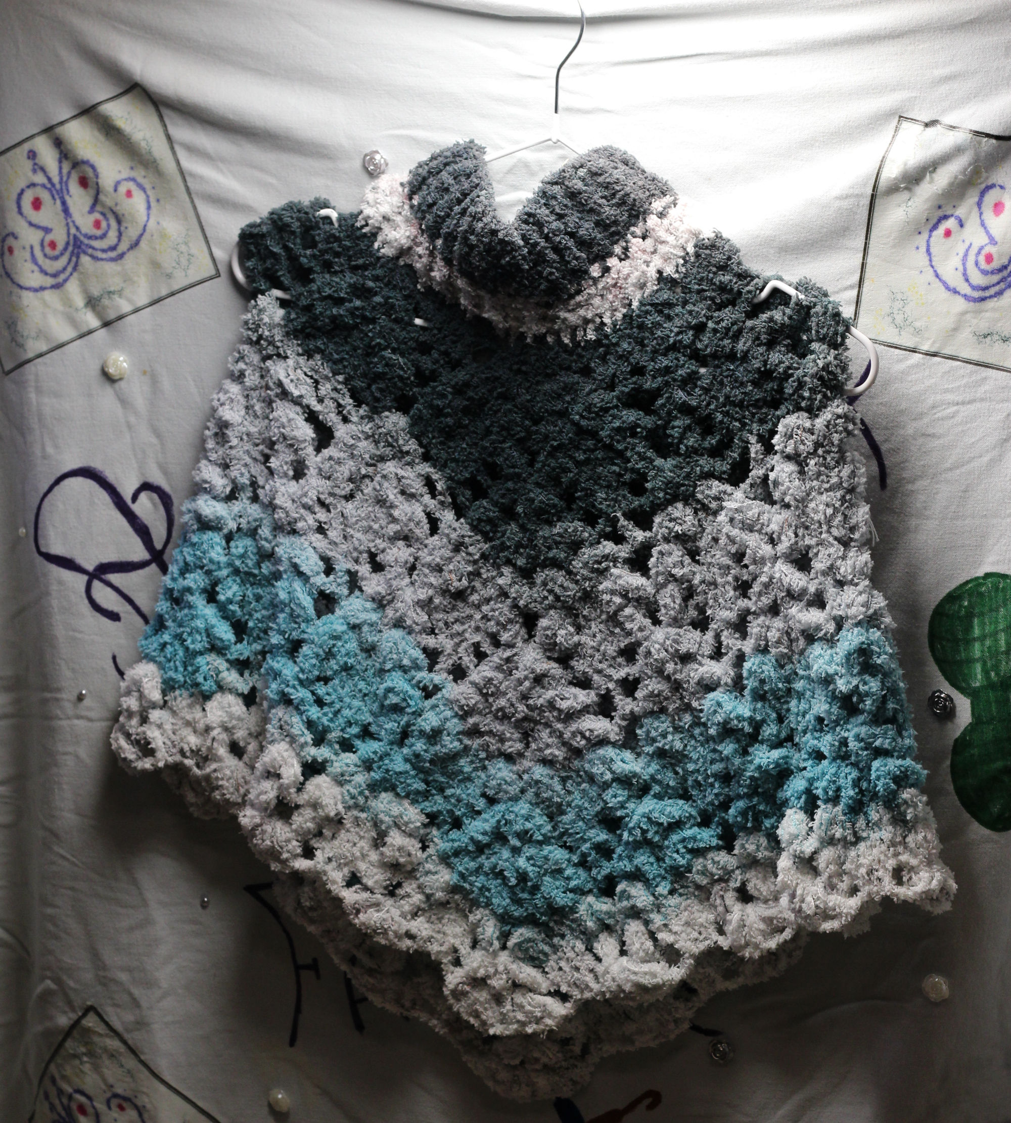 🧥Poncho bleu dégradé 
