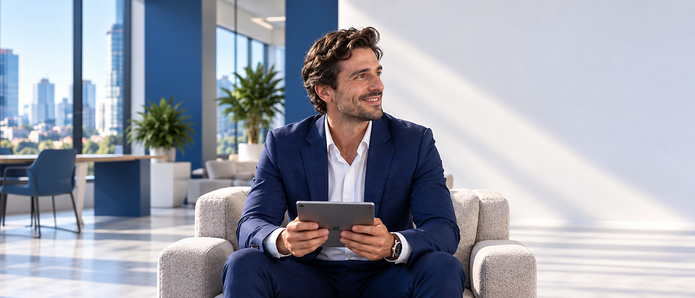 Executivo Relaxado com Tablet no Escritório.png