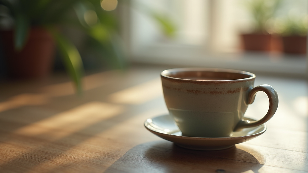 Close-up view of a beautifully crafted ceramic mug