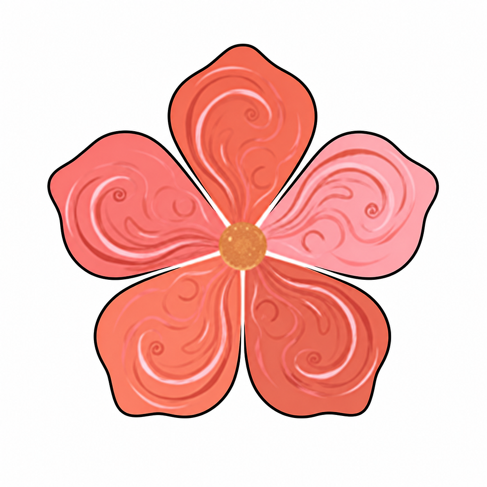 Coral five-petal flower emblem logo