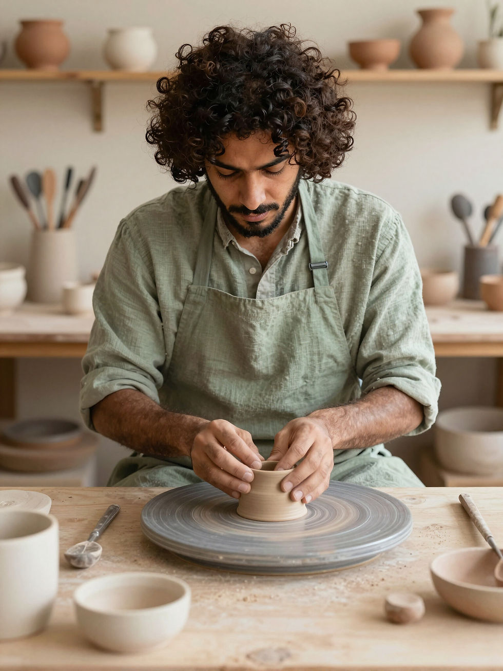 Artisan workspace with handmade goods