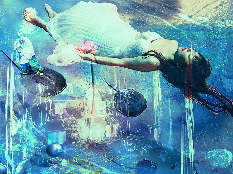"In water"