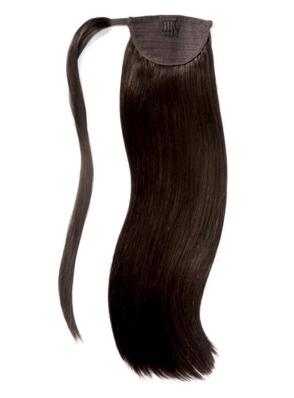 Close-up of silky straight Remy ponytail texture