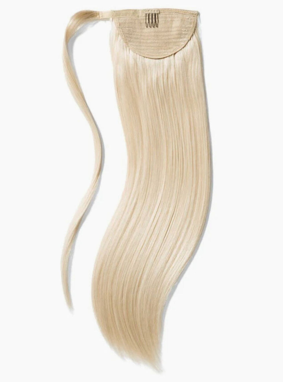 Close-up of silky straight Remy ponytail texture