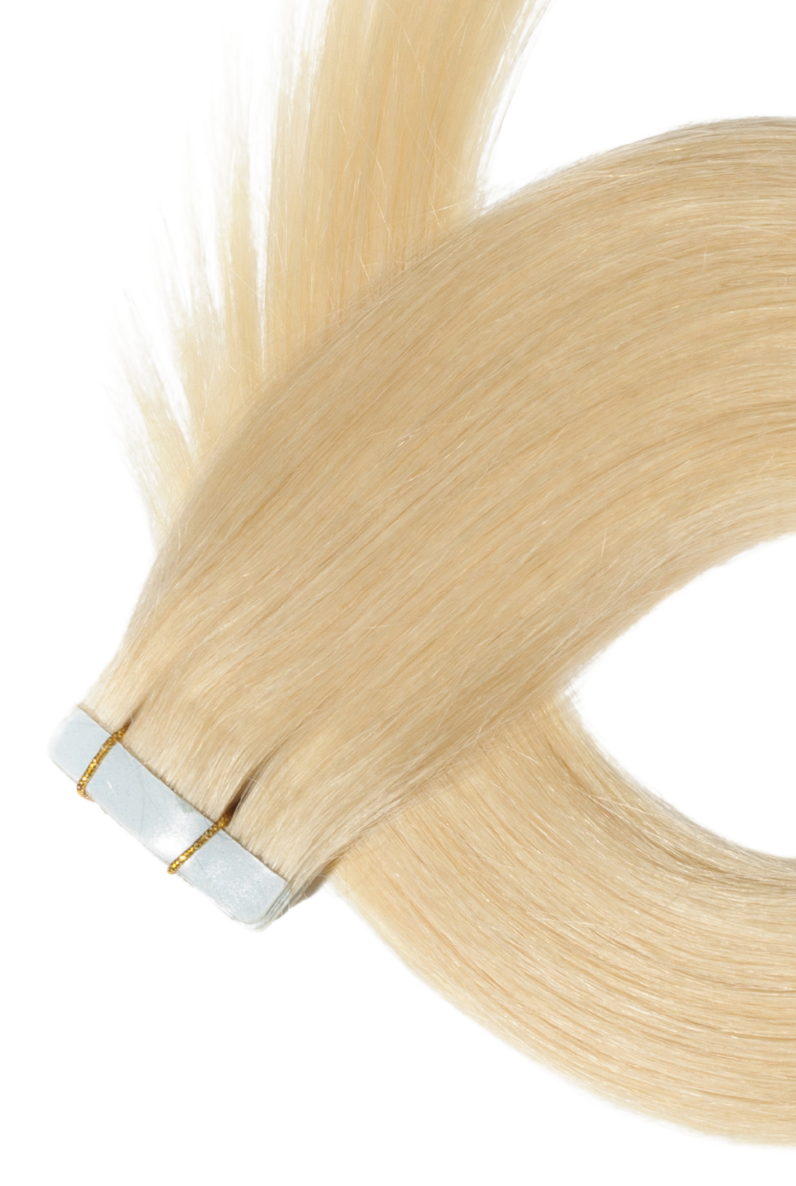 Close-up of silky straight Remy tape-in hair texture