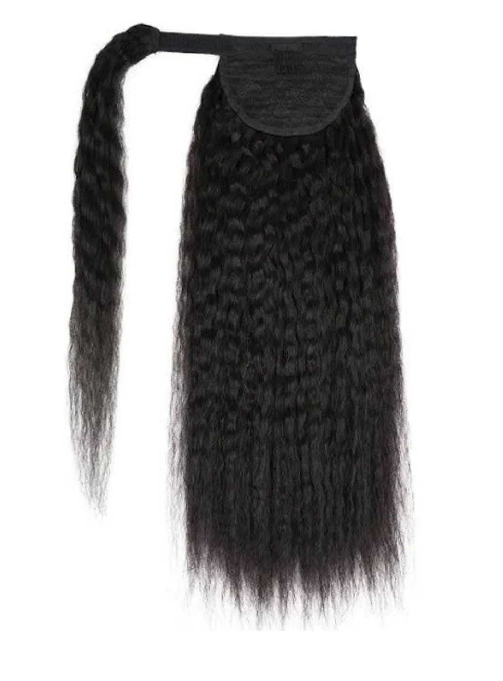 Close-up of kinky straight Remy ponytail texture