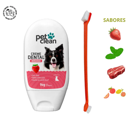 Miniatura: Kit Escova de Dentes Dupla e Creme Dental Pet Clean para Cães Gatos Cachorro Pre