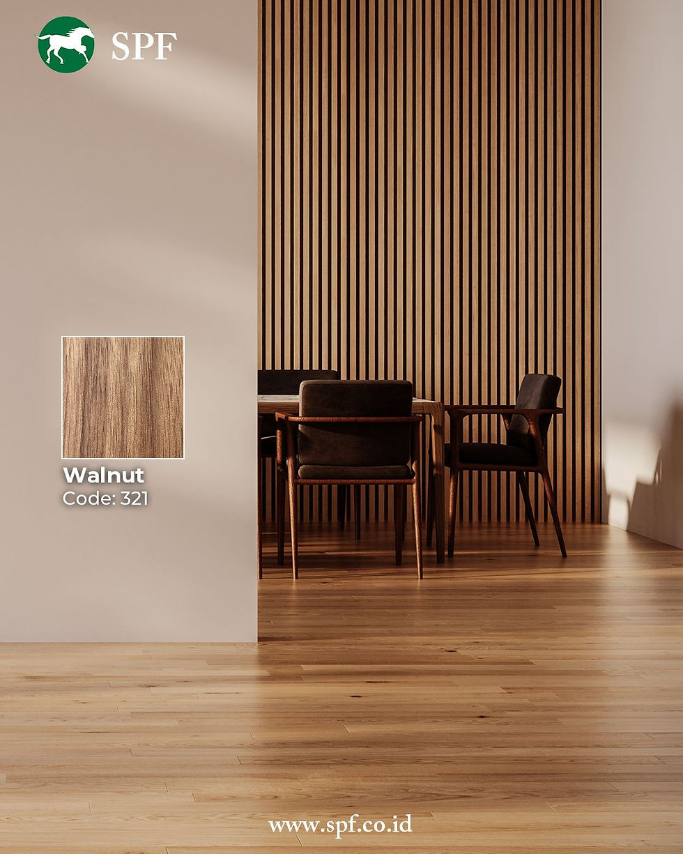 ilustrasi wall panel berwarna walnut | Dok. PT SPF