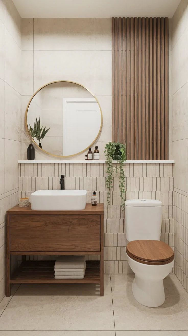 Ilustrasi Japandi style powder room